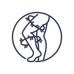 Illustration of legs with barbed wire, symbolizing persistent discomfort.