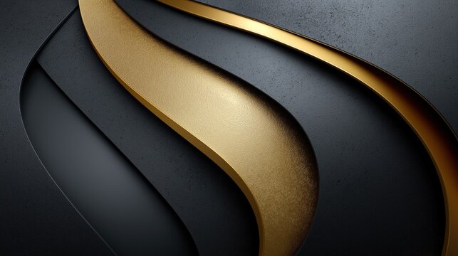 Luxurious gold and black gradient design with smooth curves enhancing elegance and sophistication