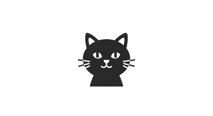 Cute Black Cat Icon Simple, Flat Design Vector Illustration