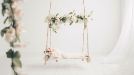 spring flowers hanging swing