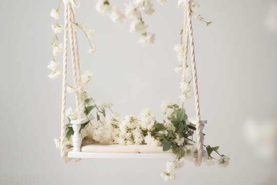 spring flowers hanging swing