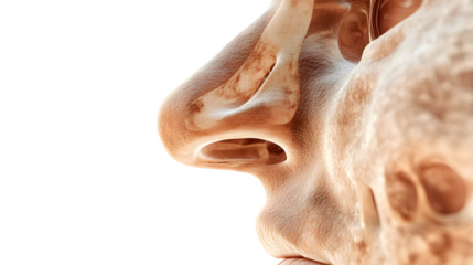 side view of nasal cavity, photorealistic HDR, anatomical accuracy, isolated on white
