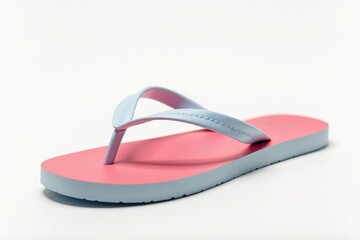 Close-up of a solitary flip-flop against a pure white backdrop , product, isolated object, single