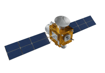 Spacecraft in Orbit isolated on white background