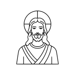 Icon of Jesus Christ in outline style with a halo  