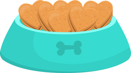 Dog bowl with food clipart design illustration