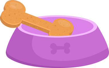 Dog bowl with food clipart design illustration