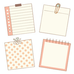 Hand-Drawn Sticky Note Collection – Cute Pastel Square Paper Notes for Journals, Planners & Scrapbooks

