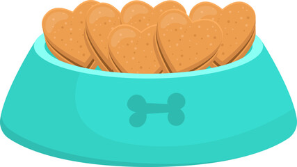 Dog bowl with food clipart design illustration