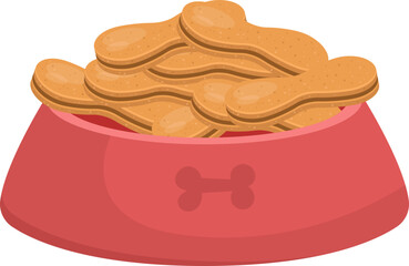 Dog bowl with food clipart design illustration