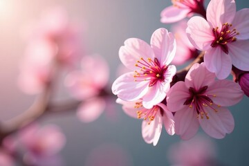 Fototapeta premium Delicate pink cherry blossoms, full bloom, soft petals , springtime, bloom