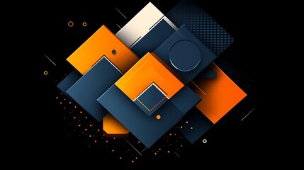 Abstract Geometric Design Featuring Orange and Dark Blue Squares