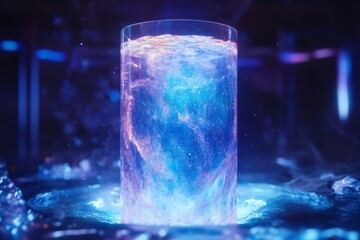 Quantum computing core enclosed in glass chamber for advanced research and technology design