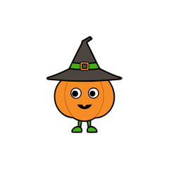 halloween pumpkin with witch hat
