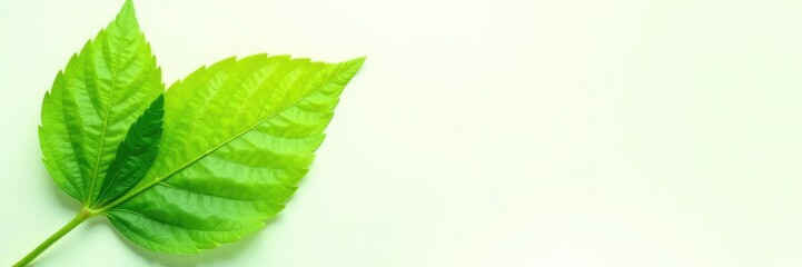 Fresh green leaf isolated on white background, foliage, verdant