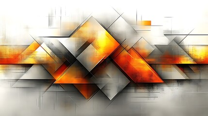 Abstract Geometric Orange and Gray Triangle Design