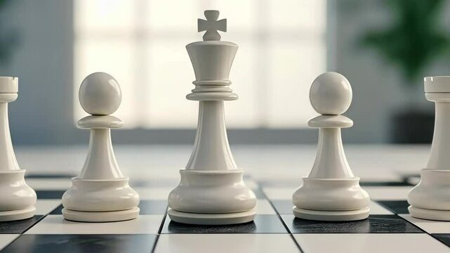 Leadership in Action &ndash; Chess Pieces Representing Business Strategy and Future Growth
