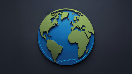 Naklejka premium Modern 3D Paper-Cut Earth LogoFlat Blue-Green Earth Logo Design3D Earth Logo with Detailed Continent Design