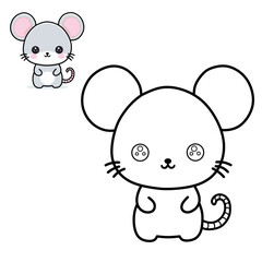 Coloring book for children (cartoon baby mouse)