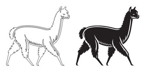 Modern alpaca vector with sleek silhouette – simple and professional line art illustration – alpaca silhouette – alpaca illustration – alpaca icon – minimalist alpaca outline – alpaca line art

