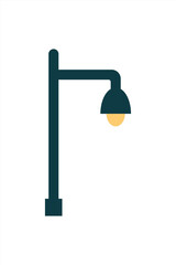 Flat Vector Lamp Post with Curved Arm and Rounded Bell Light Shade in Minimal Design