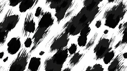Abstract black and white cow print pattern design.