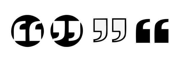 Set of quote mark, quotes black filled icon sign design isolated on transparent background. Quote mark vector, speech marks, inverted commas or talking marks, talk bubble collection