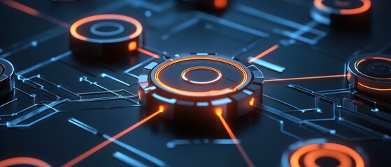 Futuristic Technology: Networked Circuitry and Glowing Nodes