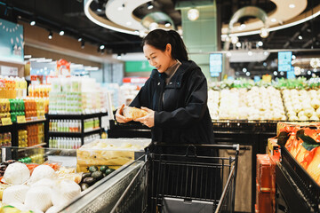 Joyful Shopping Experience in a Modern Grocery Store
