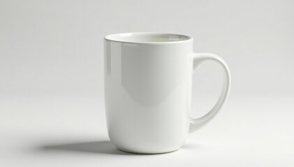 Fototapeta premium Large ceramic mug, slightly angled, pure white, coffee mug, side view, container
