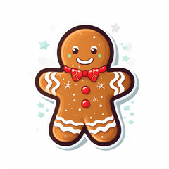 Smiling gingerbread man on light background
