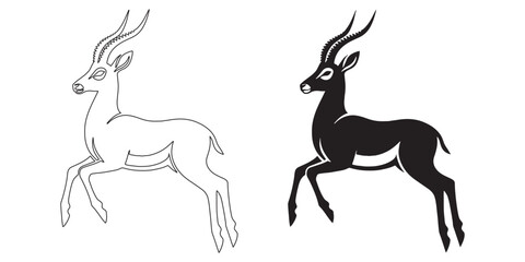 Clean antelope outline vector – modern minimalist silhouette design for eco brands – antelope silhouette – antelope vector – antelope illustration – antelope icon – antelope line art

