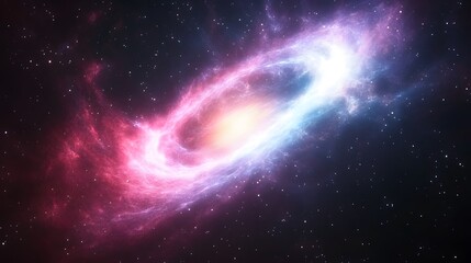 Fototapeta premium Cosmic Nebula Pink Blue Spiral Galaxy Space