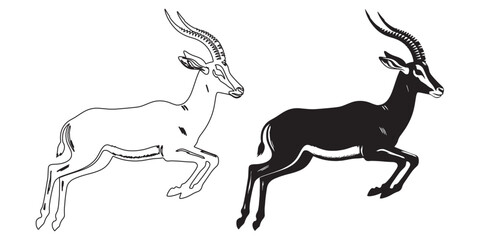 Minimalist antelope outline with vector styling – great for creative use and digital prints – antelope silhouette – antelope vector – antelope illustration – antelope icon – antelope line art

