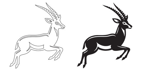 Smooth antelope silhouette in detailed vector format – ideal for posters and print use – antelope vector – antelope illustration – antelope icon – minimalist antelope outline – antelope line art

