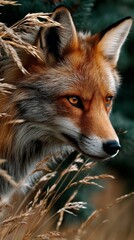 Fototapeta premium Majestic Red Fox Portrait in Wild Nature Close-Up View Serene Environment Animal Photography
