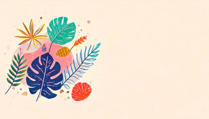 floral leaves watercolour with copy space background for summer or spring banner poster design