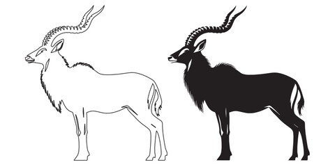 Unique antelope icon in bold vector outline – minimal silhouette art for digital and print use – antelope silhouette – antelope vector – antelope illustration – antelope outline – antelope  Line art