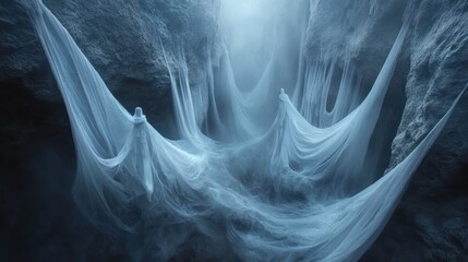 Fototapeta premium Enigmatic Canyon: A Surreal Landscape of Fabric and Stone