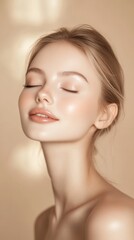 Naklejka premium Serene Beauty: A Portrait of Radiant Skin and Inner Peace
