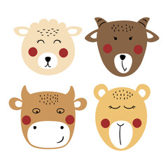 Eid al-Adha Qurban Animals Vector Set – Cow, Goat, Camel, and Sheep Cute Illustration