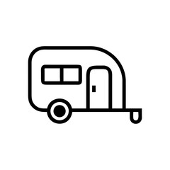 Caravan Camper Trailer Line Icon Vector