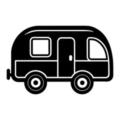 Caravan Camper Trailer Silhouette  Icon Vector