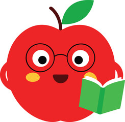 Obraz premium red apple cartoon character
