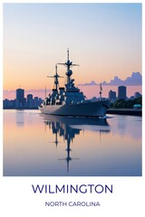 Wilmington North carolina United states Travel Poster Illustration Print Decor Gift Canvas Wall Art Gift