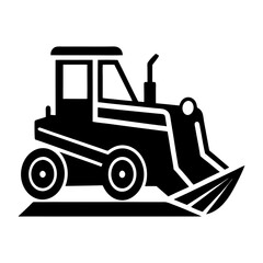 Bulldozer Silhouette Icon Vector. Construction Equipment