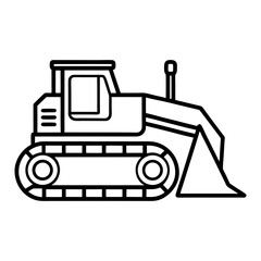 Bulldozer Line Icon Vector. Construction Equipment