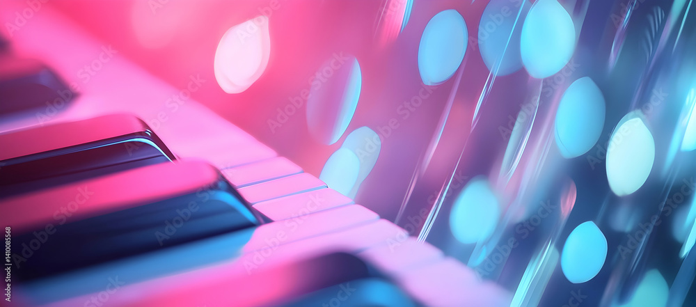 Wall mural a blurred background of piano keys and bokeh lights, creating an atmosphere suitable for music-theme