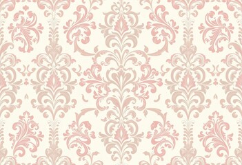 Soft pastel damask wallpaper, elegant intricate seamless pattern, surface, chic