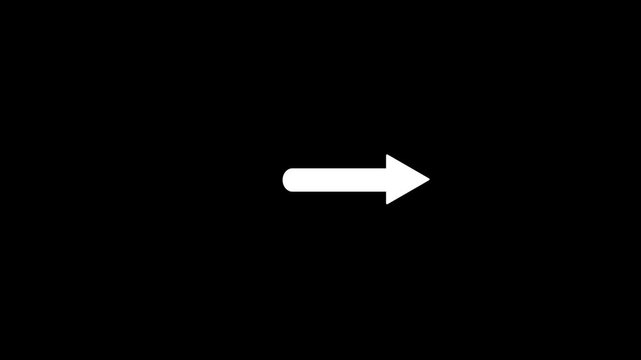 Arrows, direct symbol pointing, set on green screen and black on white alpha matte. 2D animation in 4K. Right or next directional black arrows on white background